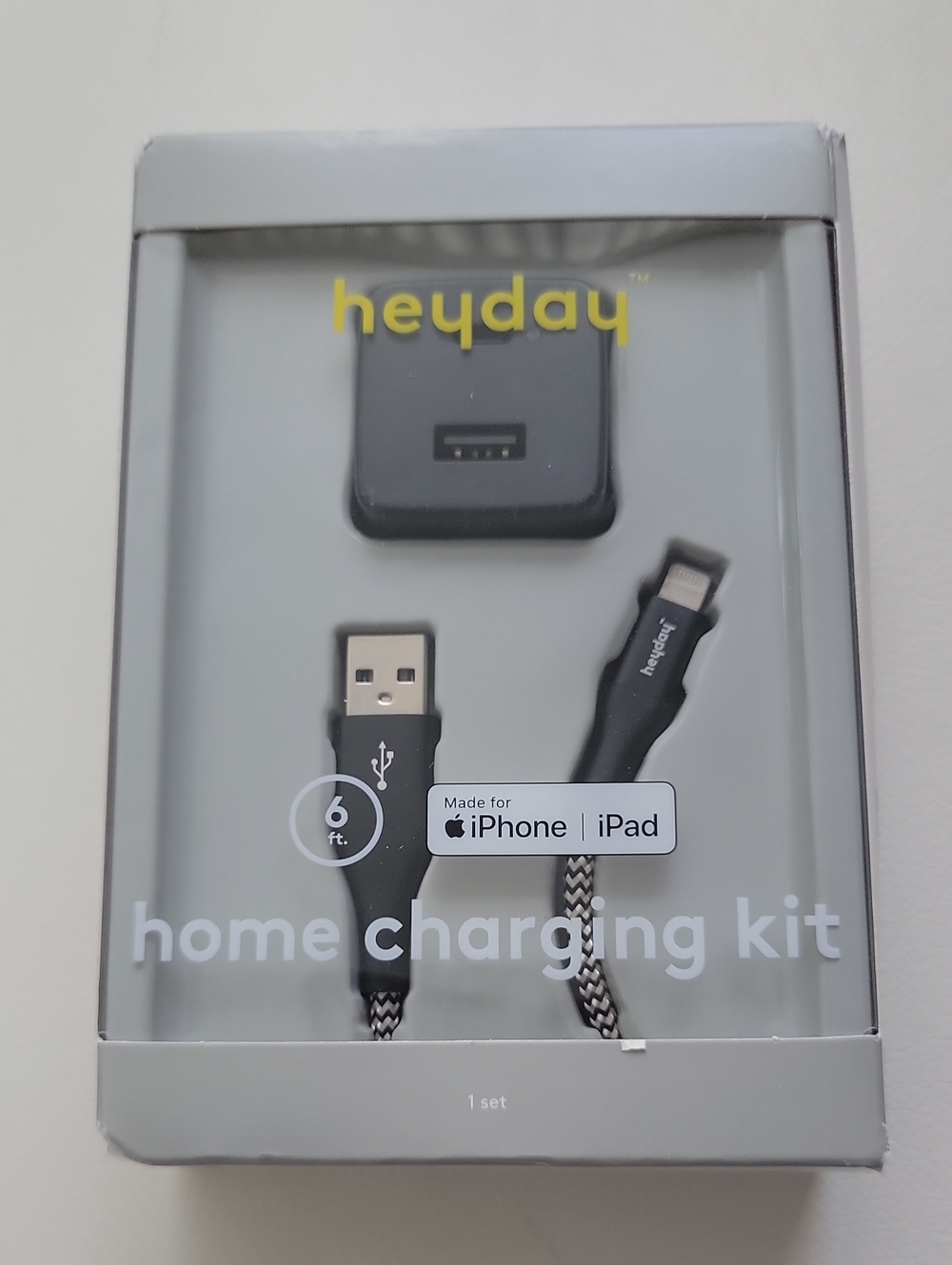 Heyday 20W Braided Home Charging Kit with 6ft Lightning Cable